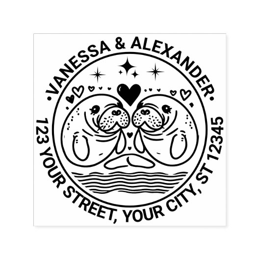 Zwei Manateure in Liebe Rücksendeadresse für mehre Permastempel (Design)