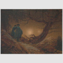 Zwei Männer besiegen den Mond nachts