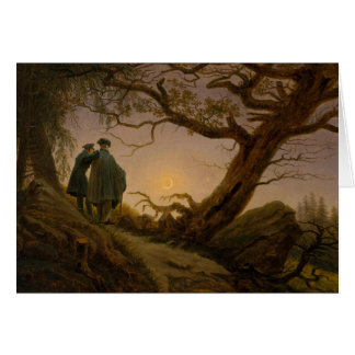 Zwei Männer, die den Mond erwägen