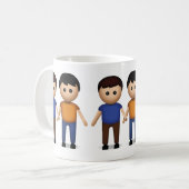 Zwei Männer, die Hände Emoji halten Kaffeetasse (Vorderseite Links)