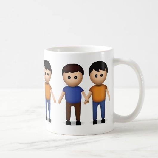 Zwei Männer, die Hände Emoji halten Kaffeetasse (Rechts)