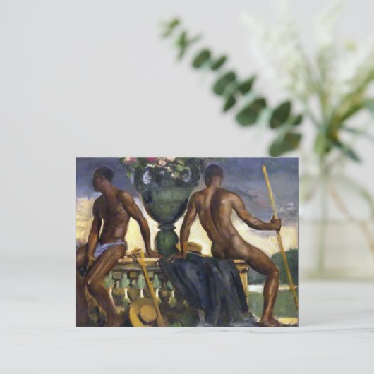 Zwei Männer durch Ranken Postkarte (Stehend Vorderseite)