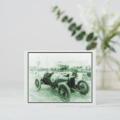 Zwei Männer im antiken Rennwagen Nr. 6 Indy 500 Postkarte (Stehend Vorderseite)