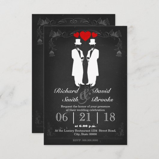 Zwei Männer in Tuxedo mit Hüten - Homosexuelle Hoc Einladung (Vorne/Hinten)