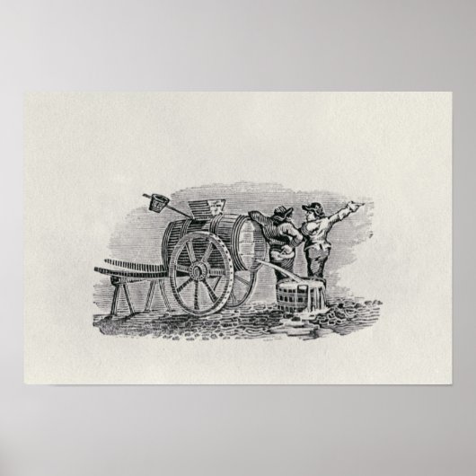 Zwei Männer mit Barrel Cart Poster (Vorne)