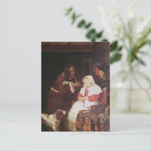 Zwei Männer mit schlafender Frau, c.1655-60 Postkarte (Stehend Vorderseite)