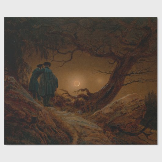 Zwei Männer schauen nachts auf den Mond Geschenkpapier (Flach)