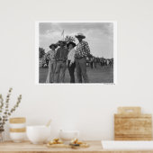 Zwei Männer und zwei Frauen in einem Rodeo Poster (Küche)