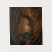 Zwei männliche Freunde, die nachts den Mond besieg Wandteppich (Vorderseite)