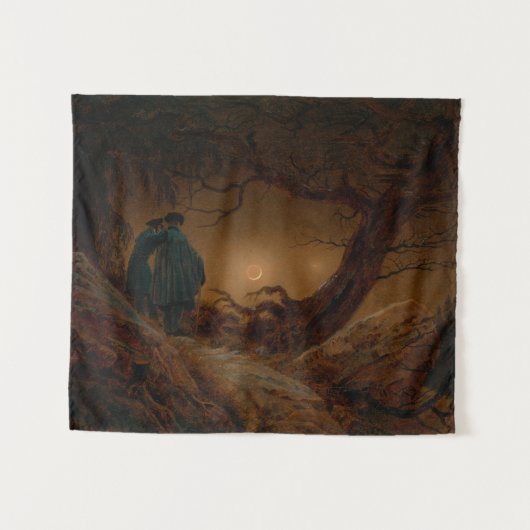 Zwei männliche Freunde, die nachts den Mond besieg Wandteppich (Vorderseite (Horizontal))