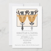 Zwei männliche Hirsche in Krawatte und hochhaarige Einladung (Vorderseite)