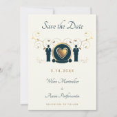 Zwei männliche Hochzeitscreme Blue LGBTQ Save The Date (Vorderseite)