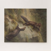 Zwei Martens in Woodland (Tierart) Puzzle (Horizontal)