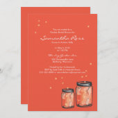 Zwei Mason Jars & Fireflies Brautparty Einladung (Vorne/Hinten)