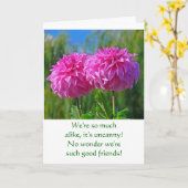 ZWEI "MATCHING" PINK DAHLIAS MIT FUNNTEM TEXT KARTE (Gelbe Blume)