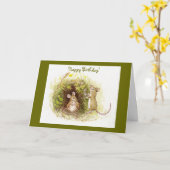 Zwei Mäuse im Gras - Happy Birthday Karte (Gelbe Blume)