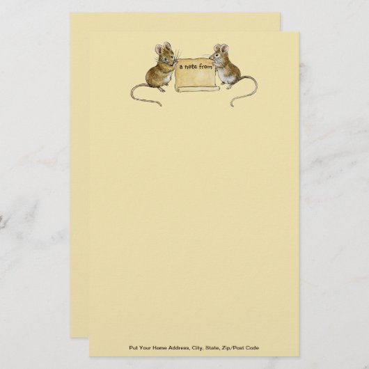 Zwei Mäuse mit Pergament - individuell anpassbare  Briefpapier (Vorne/Hinten)