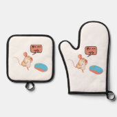 zwei Mäuse Ofenhandschuh & Topflappen-Set (Vorderseite)