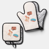 zwei Mäuse Ofenhandschuh & Topflappen-Set (Vorderseite/Rückseite)