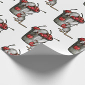 Zwei MÄUSE stehlen Kirschen, Eimer Kirschen Kunst Geschenkpapier (Ecke)