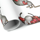 Zwei MÄUSE stehlen Kirschen, Eimer Kirschen Kunst Geschenkpapier (Rolleneckpunkt)