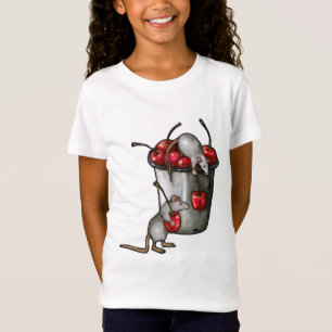 Zwei Mäuse stehlen Kirschen, Eimer mit Kirschen Ku T-Shirt