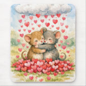 Zwei Mäuse unter einer Wolke aus Herzen Mousepad (Vorne)