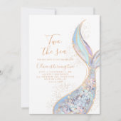 ZWEI Meeres-Meerjungfrau 2. Geburtstag Einladung (Vorderseite)