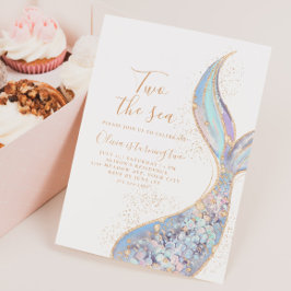 ZWEI Meeres-Meerjungfrau 2. Geburtstag Einladung