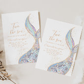 ZWEI Meeres-Meerjungfrau 2. Geburtstag Einladung