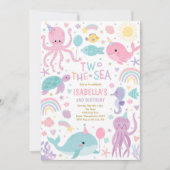 Zwei Meereslebewesen Niedliches Meer 2. Geburtstag Einladung (Vorderseite)