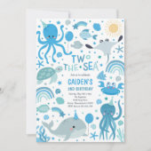 Zwei Meereslebewesen Niedliches Meer 2. Geburtstag Einladung (Vorderseite)