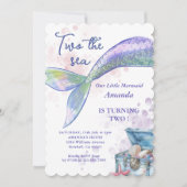Zwei Meerjungfrau Schwanz 2. Geburtstag Party Einladung (Vorderseite)
