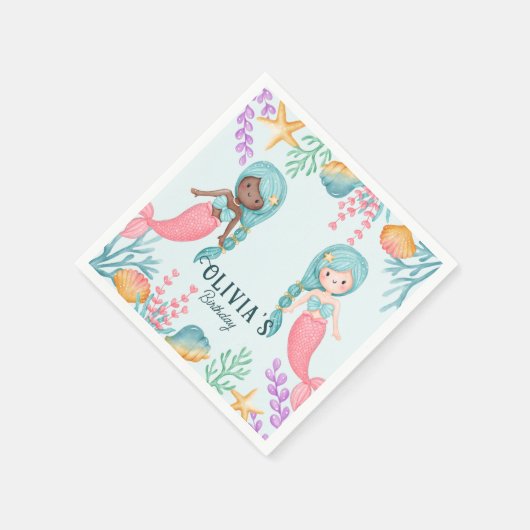 Zwei Meerjungfrau Serviette (Ecke)