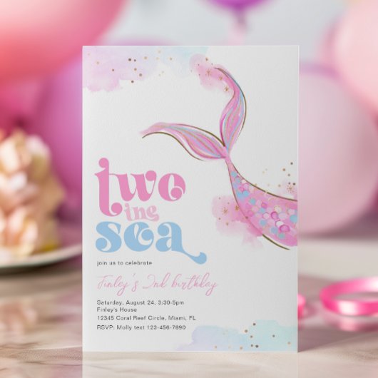 Zwei Meerjungfrau zum Geburtstag Einladung