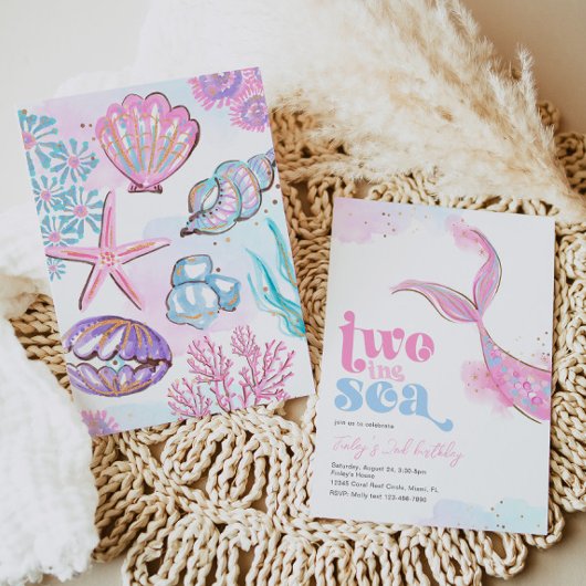 Zwei Meerjungfrau zum Geburtstag Einladung