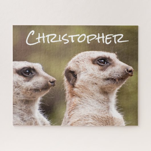 Zwei Meerkats Nah Personalisiert Puzzle (Horizontal)