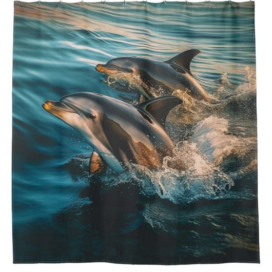 Zwei merkwürdige Delphine Duschvorhang (Vorderseite)