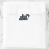 Zwei merkwürdige schottische Terrier Quadratischer Aufkleber (Tasche)