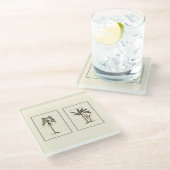 Zwei Miniaturpalmen Gerahmt Glasuntersetzer (Schrägansicht)