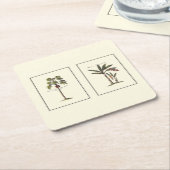Zwei Miniaturpalmen Gerahmt Rechteckiger Pappuntersetzer (angewinkelt)