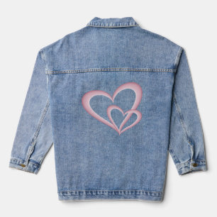 Zwei moderne rosa Herzen Abstrakte Kunst Jeansjacke