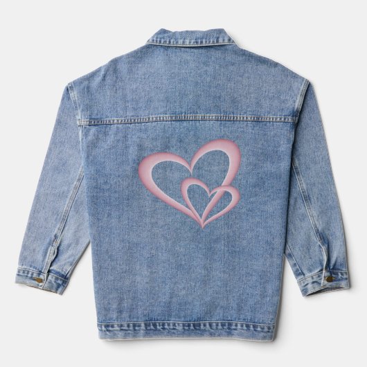 Zwei moderne rosa Herzen Abstrakte Kunst Jeansjacke (Rückseite)