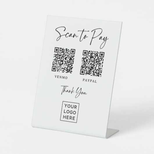 Zwei Möglichkeiten zur Bezahlung | Eleganter Scrip Sockelschild (Vorderseite)