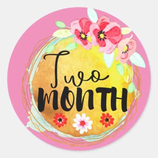ZWEI-MONATE-Meilenstein-Label für die Blumenwerbun Runder Aufkleber (Vorderseite)