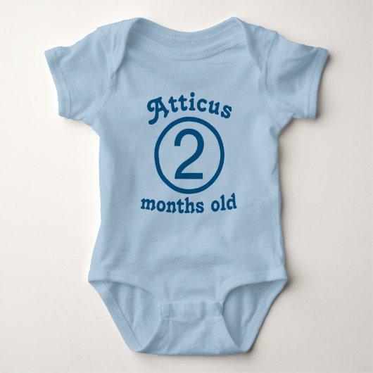 Zwei Monate Personalisiertes Blau Baby Strampler (Vorderseite)