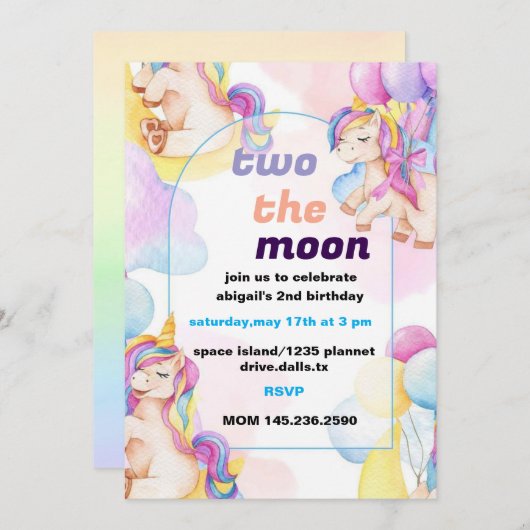 Zwei Monate zum Geburtstag Einladung (Vorne/Hinten)