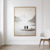 Zwei Mönche Minimalistische Tintenzeichnung Mauer Poster