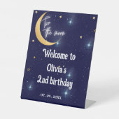 Zwei Mond Begrüßungszeichen 2. Geburtstagsparty Sockelschild (Vorderseite)