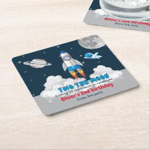 Zwei Mond Junge Weltraum Rakete 2. Geburtstag 